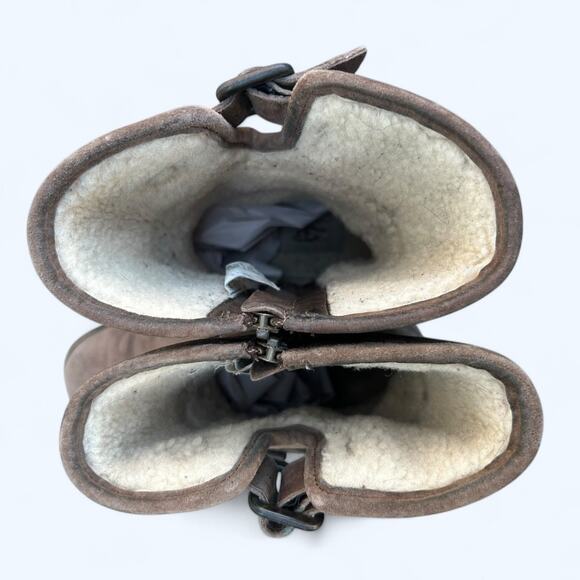 UGG Australia Chaney Brown Moto Engineer Boots Shearling Lined Suede Women's 8.5 - Picture 3 of 15